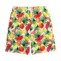 Tropical Fruit Leaf Pattern Print Cotton Shorts