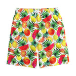 Tropical Fruit Leaf Pattern Print Cotton Shorts