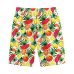 Tropical Fruit Leaf Pattern Print Cotton Shorts