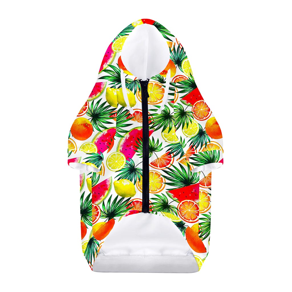Tropical Fruit Leaf Pattern Print Dog Zip Up Hoodie