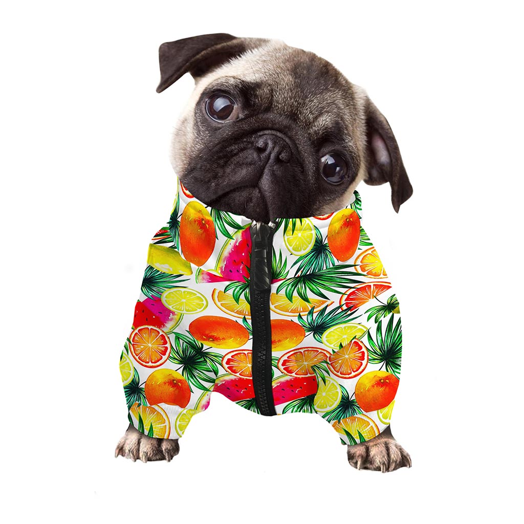 Tropical Fruit Leaf Pattern Print Dog Zip Up Jacket