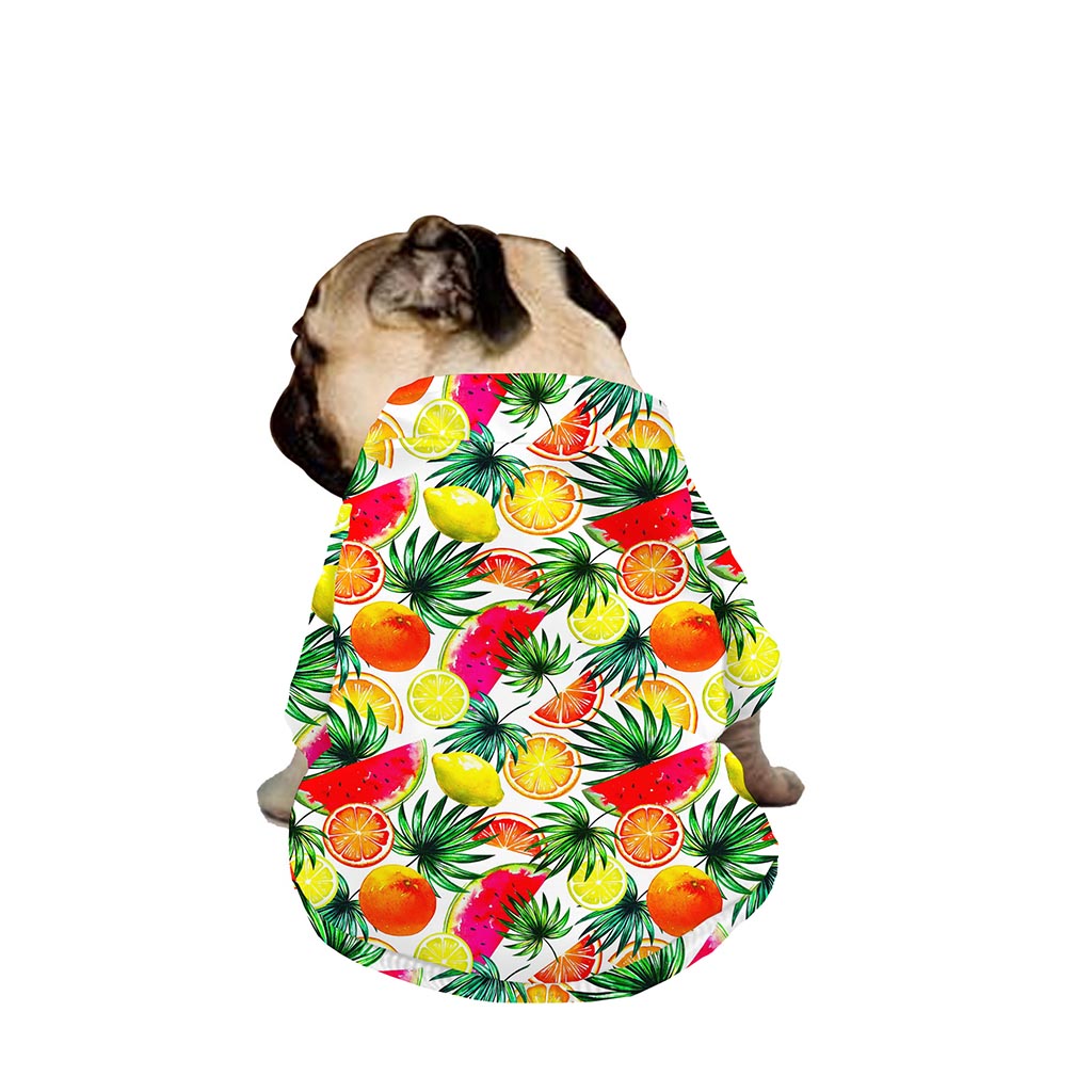 Tropical Fruit Leaf Pattern Print Dog Zip Up Jacket