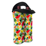 Tropical Fruit Leaf Pattern Print Double Neoprene Wine Tote