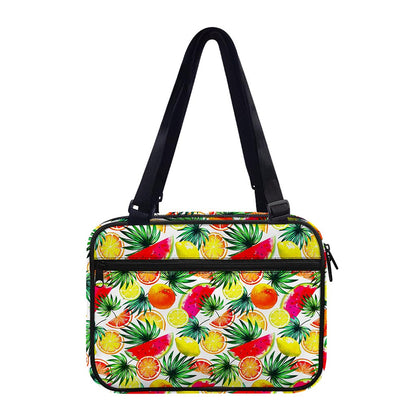 Tropical Fruit Leaf Pattern Print Double Strap Bible Bag