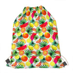 Tropical Fruit Leaf Pattern Print Drawstring Bag