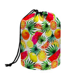 Tropical Fruit Leaf Pattern Print Drawstring Makeup Bag