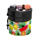 Tropical Fruit Leaf Pattern Print Drawstring Makeup Bag