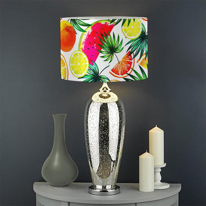 Tropical Fruit Leaf Pattern Print Drum Lamp Shade