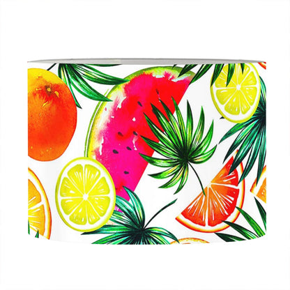 Tropical Fruit Leaf Pattern Print Drum Lamp Shade