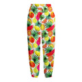 Tropical Fruit Leaf Pattern Print Fleece Lined Knit Pants
