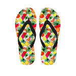 Tropical Fruit Leaf Pattern Print Flip Flops