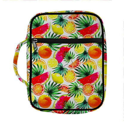 Tropical Fruit Leaf Pattern Print Front Pocket Bible Bag
