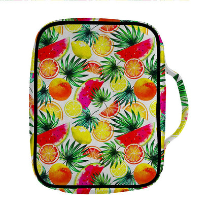 Tropical Fruit Leaf Pattern Print Front Pocket Bible Bag