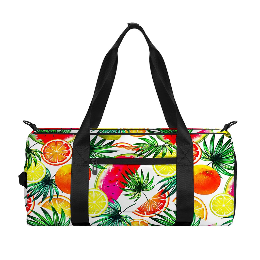 Tropical Fruit Leaf Pattern Print Gym Bag
