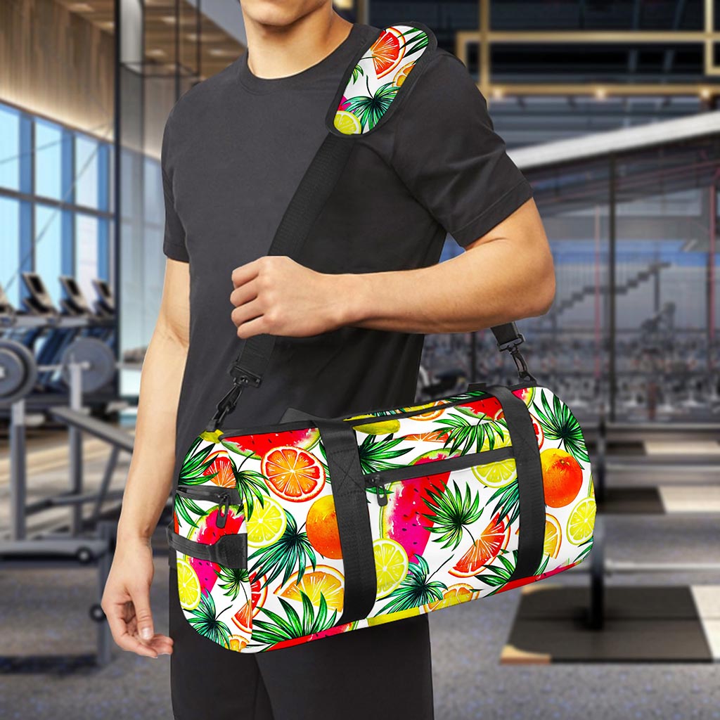Tropical Fruit Leaf Pattern Print Gym Bag