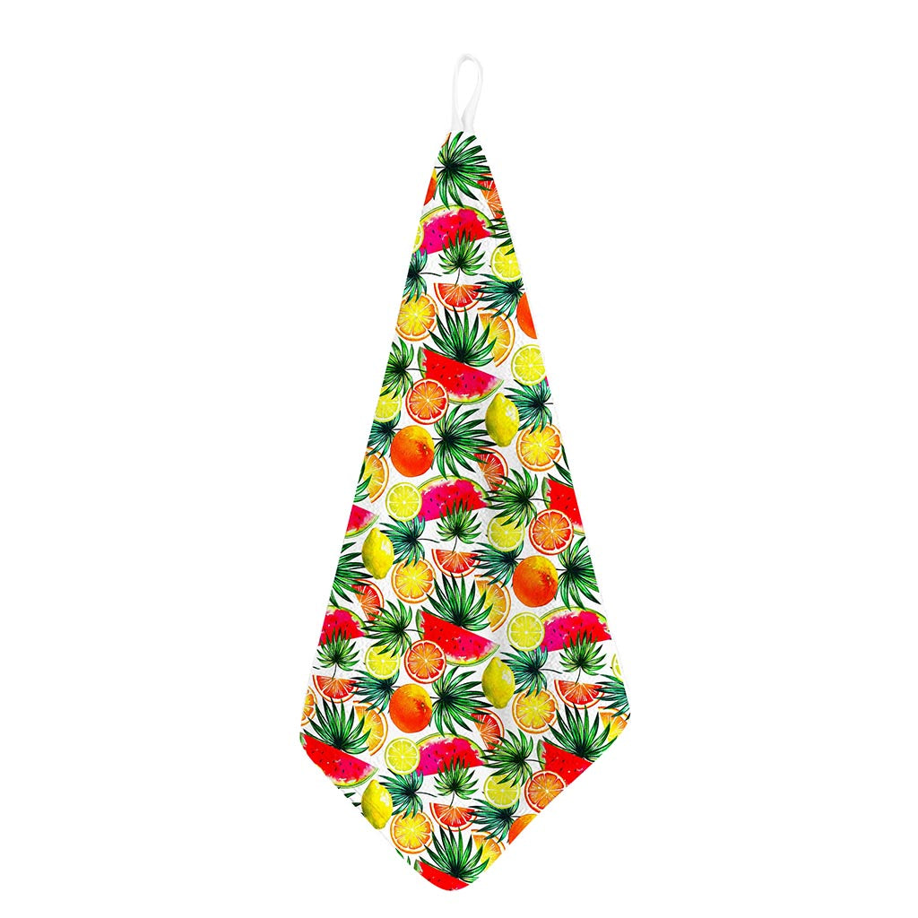 Tropical Fruit Leaf Pattern Print Hand Towel