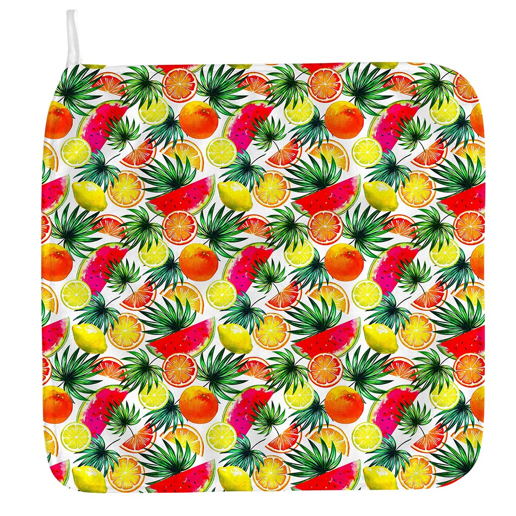 Tropical Fruit Leaf Pattern Print Hand Towel