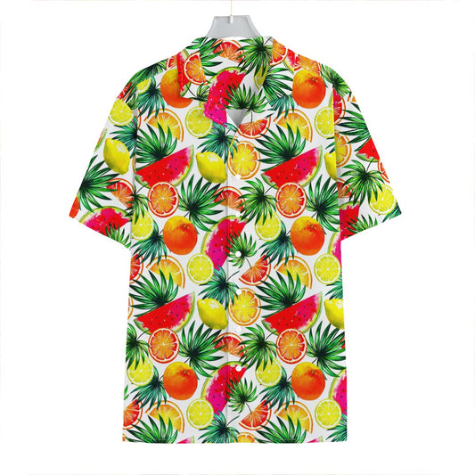 Tropical Fruit Leaf Pattern Print Hawaiian Shirt