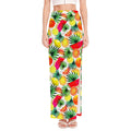 Tropical Fruit Leaf Pattern Print High Slit Maxi Skirt