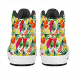 Tropical Fruit Leaf Pattern Print High Top Leather Sneakers