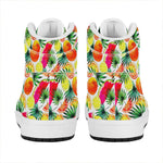 Tropical Fruit Leaf Pattern Print High Top Leather Sneakers