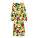 Tropical Fruit Leaf Pattern Print Hooded Bathrobe