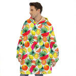 Tropical Fruit Leaf Pattern Print Hoodie Blanket