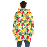 Tropical Fruit Leaf Pattern Print Hoodie Blanket