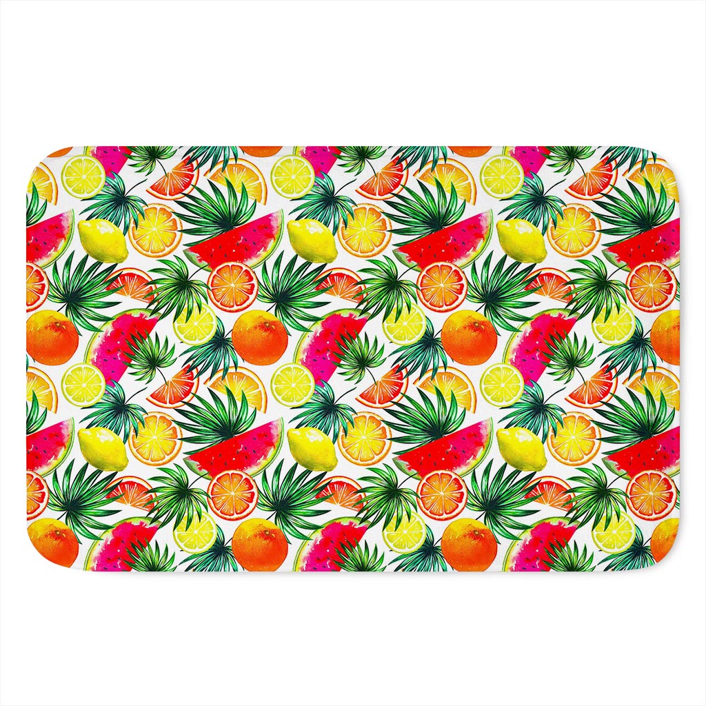 Tropical Fruit Leaf Pattern Print Indoor Door Mat