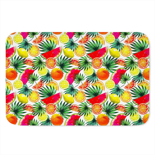 Tropical Fruit Leaf Pattern Print Indoor Door Mat