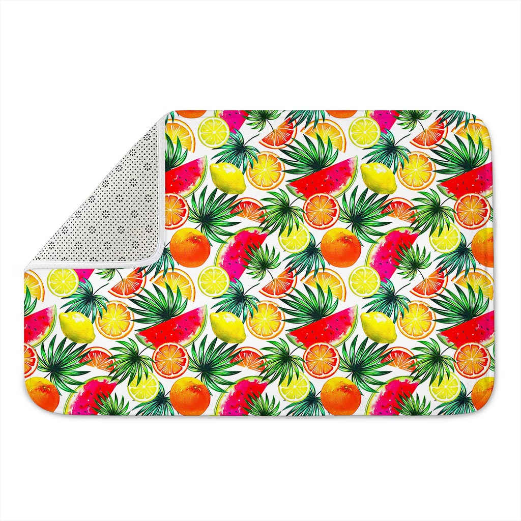 Tropical Fruit Leaf Pattern Print Indoor Door Mat
