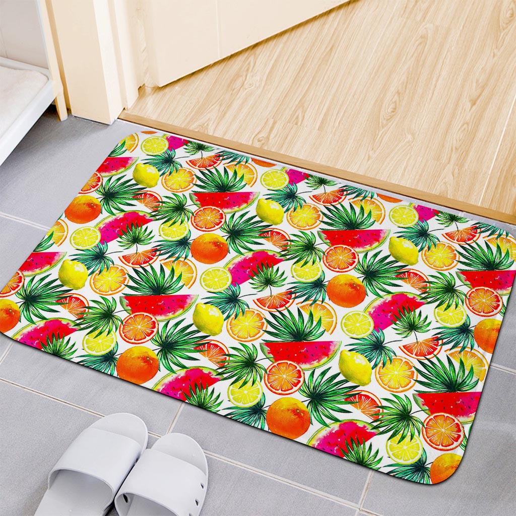 Tropical Fruit Leaf Pattern Print Indoor Door Mat