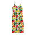 Tropical Fruit Leaf Pattern Print Jersey Midi Cami Dress