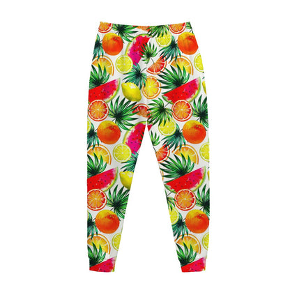 Tropical Fruit Leaf Pattern Print Jogger Pants
