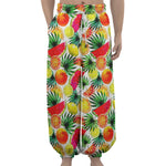 Tropical Fruit Leaf Pattern Print Lantern Pants