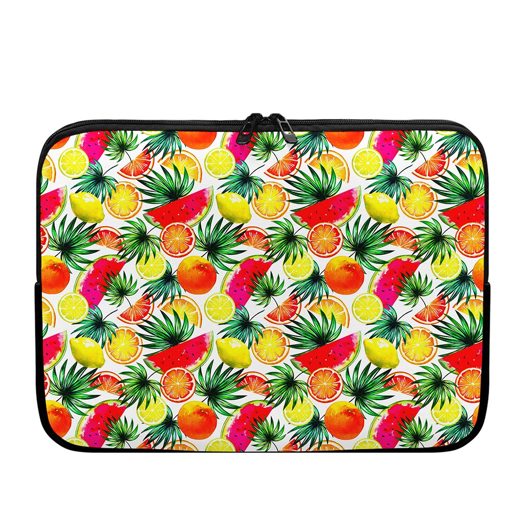 Tropical Fruit Leaf Pattern Print Laptop Sleeve