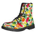 Tropical Fruit Leaf Pattern Print Lace-Up Boots