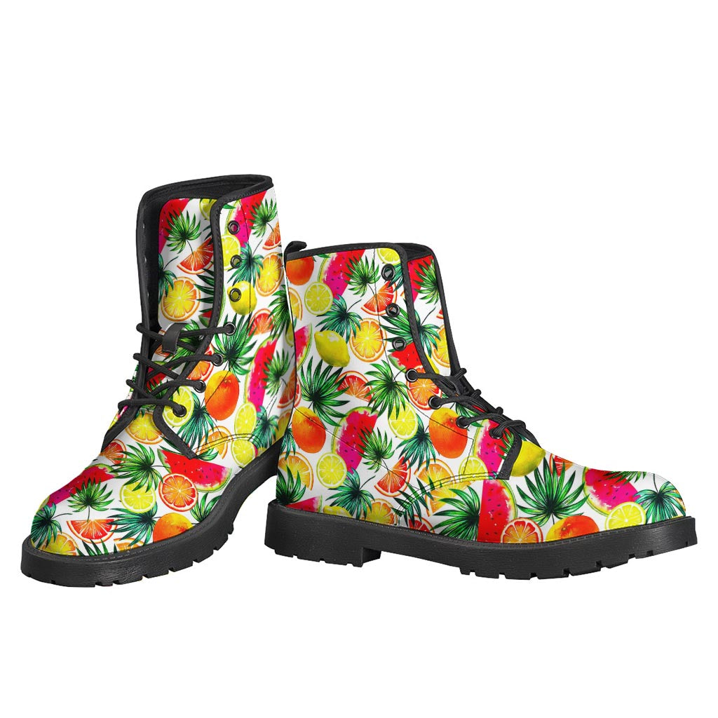 Tropical Fruit Leaf Pattern Print Backpack