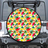 Tropical Fruit Leaf Pattern Print Leather Spare Tire Cover