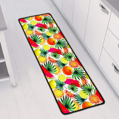 Tropical Fruit Leaf Pattern Print Long Kitchen Mat
