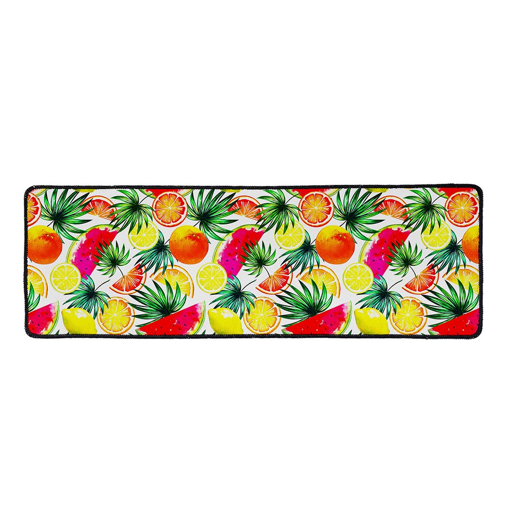 Tropical Fruit Leaf Pattern Print Long Kitchen Mat