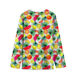 Tropical Fruit Leaf Pattern Print Long Sleeve Short Coat