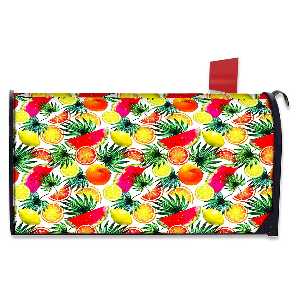 Tropical Fruit Leaf Pattern Print Mailbox Cover