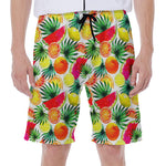 Tropical Fruit Leaf Pattern Print Men's Beach Shorts