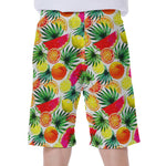 Tropical Fruit Leaf Pattern Print Men's Beach Shorts