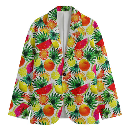 Tropical Fruit Leaf Pattern Print Men's Blazer