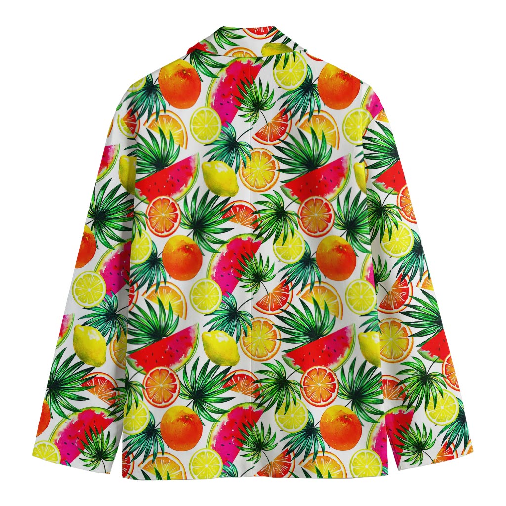 Tropical Fruit Leaf Pattern Print Men's Blazer