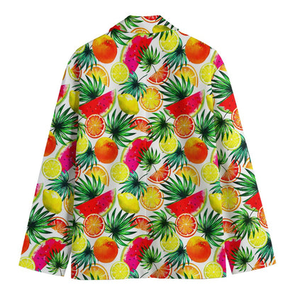 Tropical Fruit Leaf Pattern Print Men's Blazer