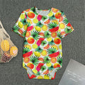 Tropical Fruit Leaf Pattern Print Men's Bodysuit