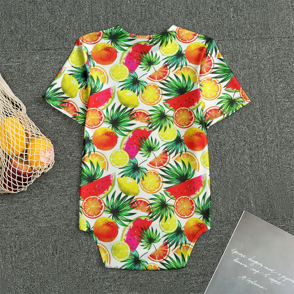 Tropical Fruit Leaf Pattern Print Men's Bodysuit